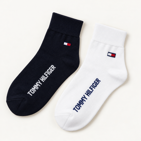 Tommy Classic Half socks, black and white pair