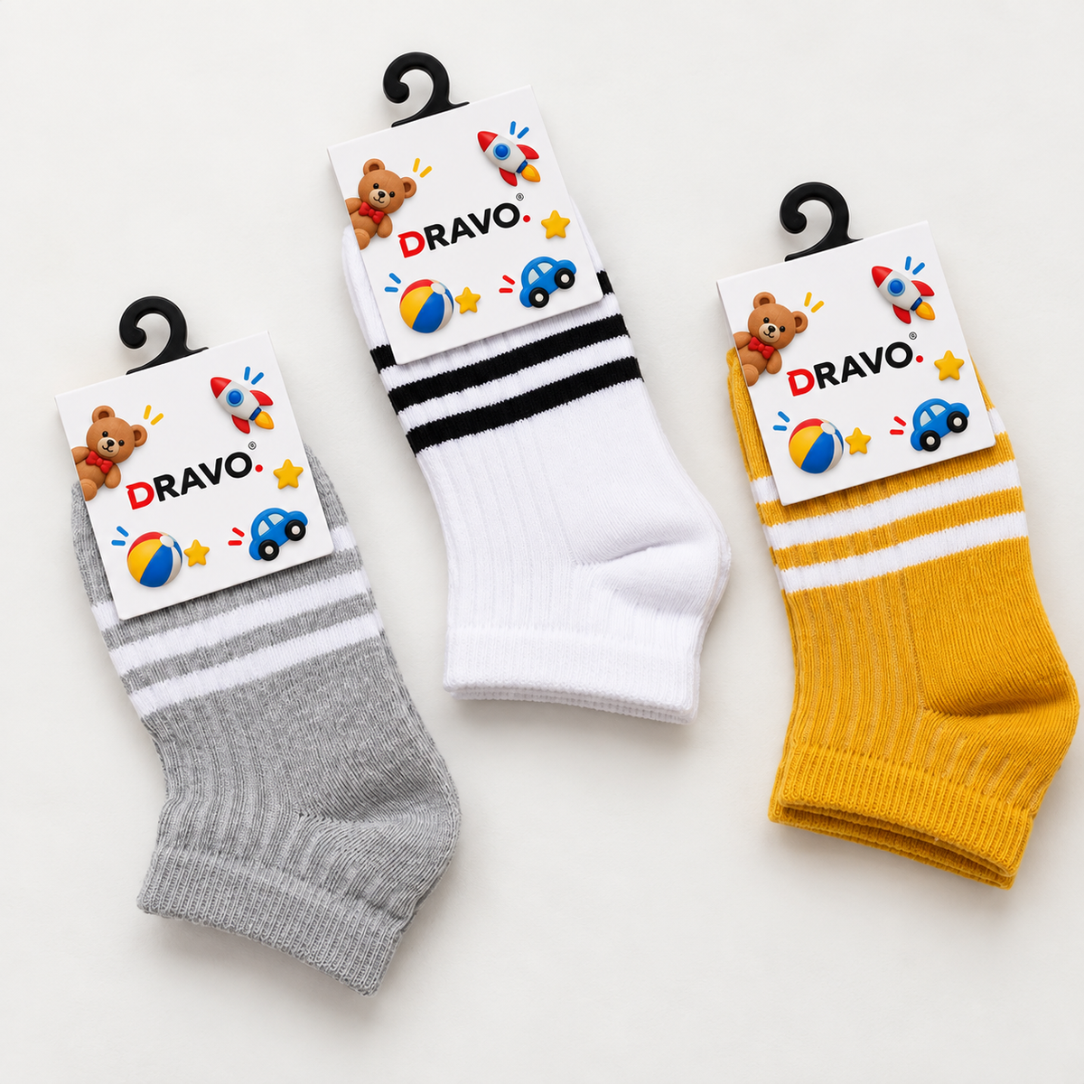 Dravo Kids Striped Cuff Ankle Socks - product photo
