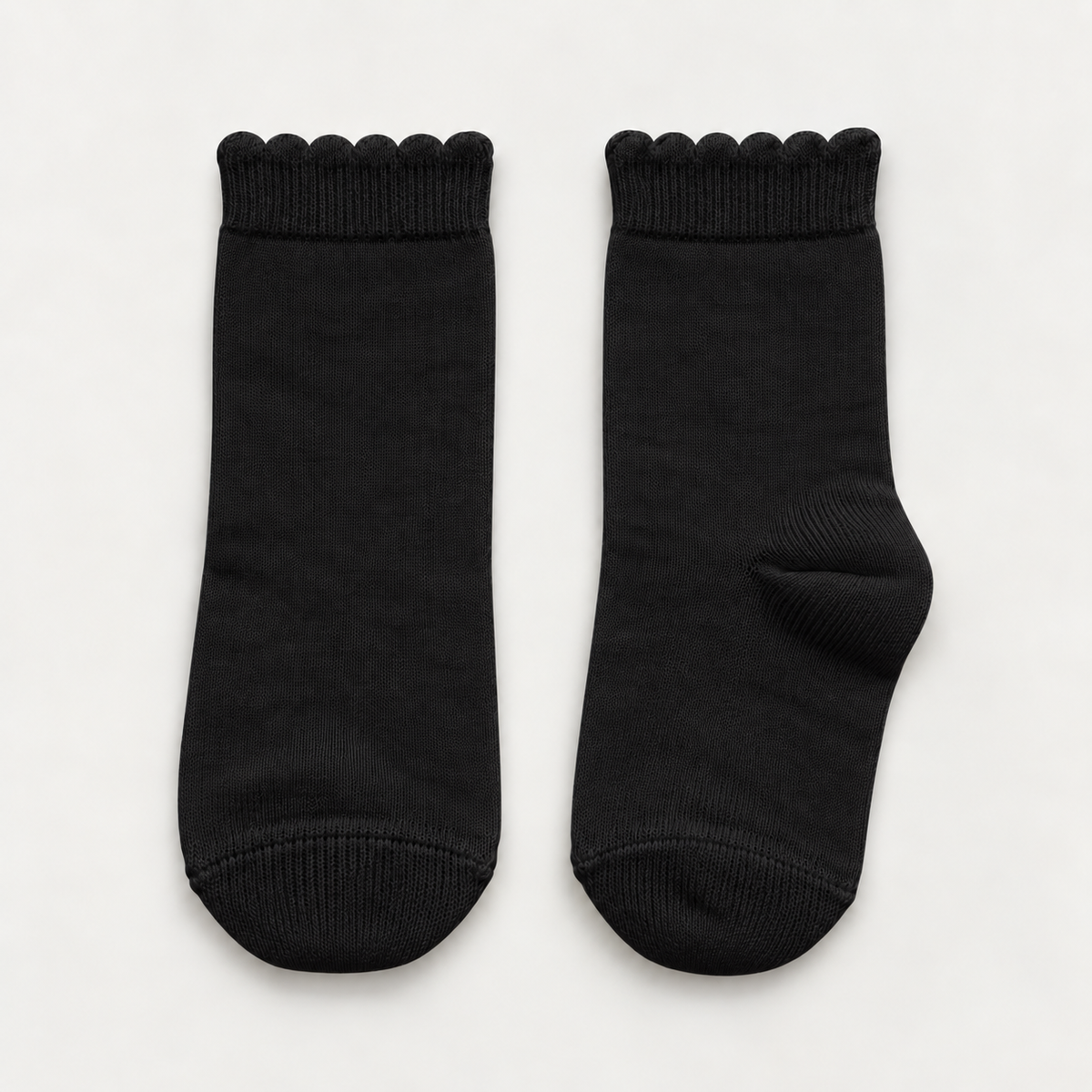 Dravo Kids Picot Cuff Ankle Socks - Black - full photo